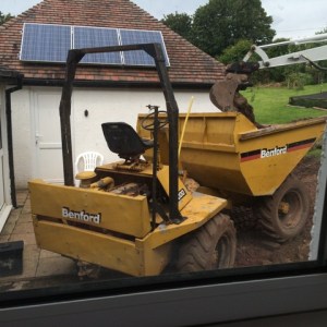 Dumper close to house