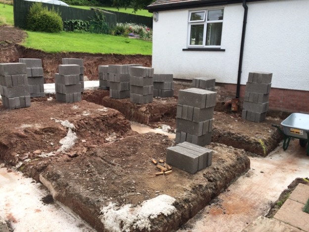 Blocks positioned for use