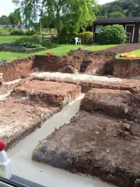 trenches full of concrete