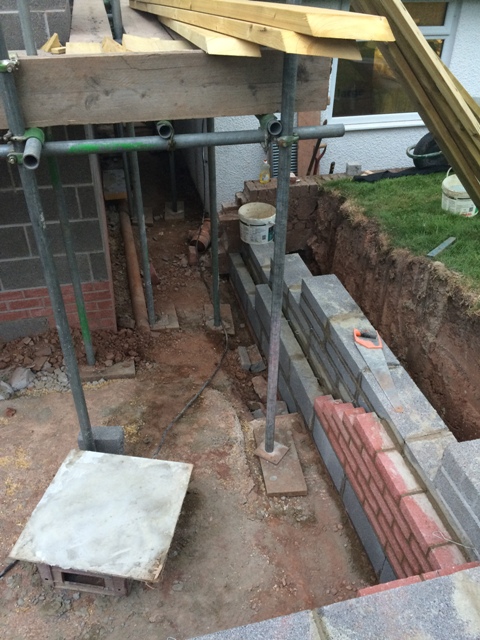 Progress of retaining wall