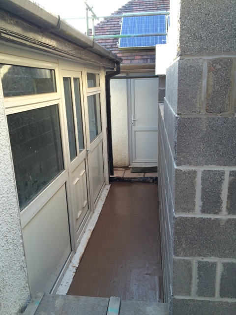 View of garage through new kitchen