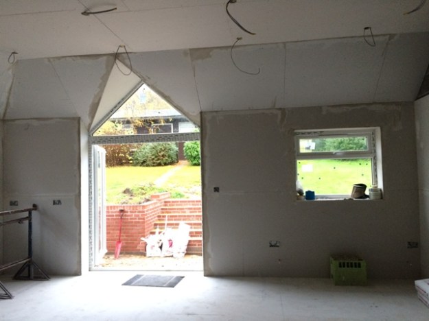 plaster-board-complete-in-new-kitchen-over-hip-roof