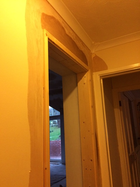 plaster-repaired-around-new-doorway-entrance-to-kitchen-from-corridor
