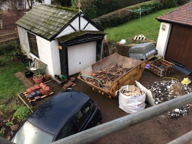 view-from-top-scaffolding-over-small-garage