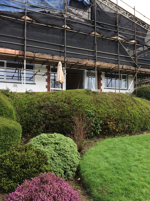 Front of the house at present, soon to be unwrapped