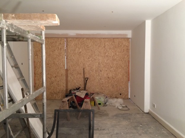 New sun lounge which has been painted over the weekend and Monday, scaffolding was left to use for the very high parts