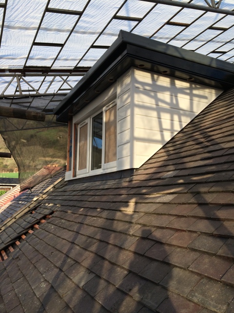Newly clad side of dormer