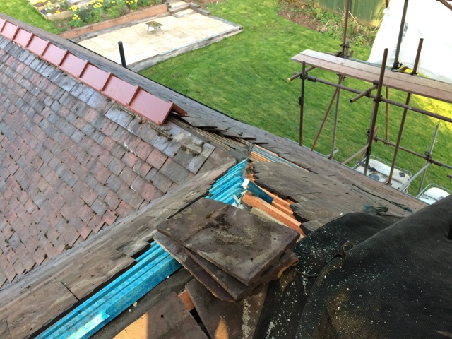 retiling to be completed here on the corner and the ridge over the new bedroom