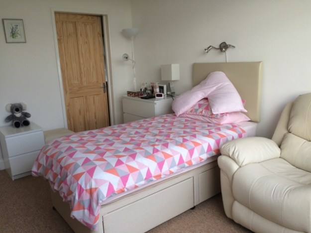 Downstairs bedroom carpeted and furniture all back in place